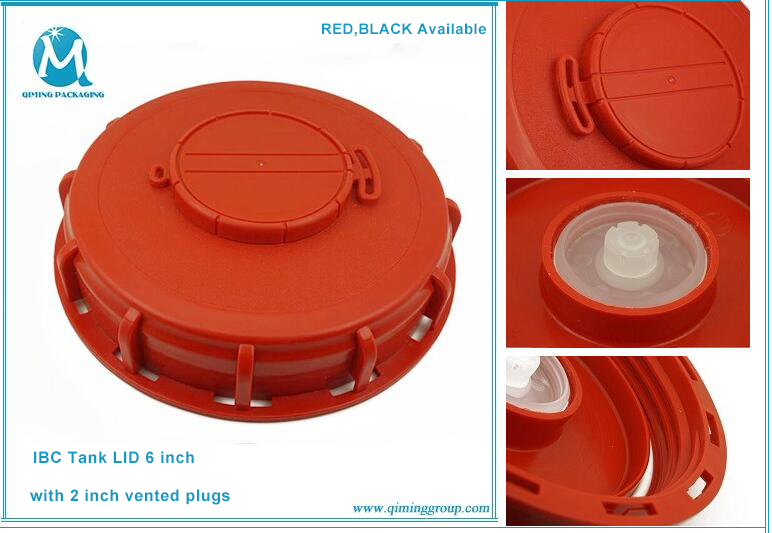 IBC TOTE LIDS 6 INCH RED BLACK DETAILED IMAGE