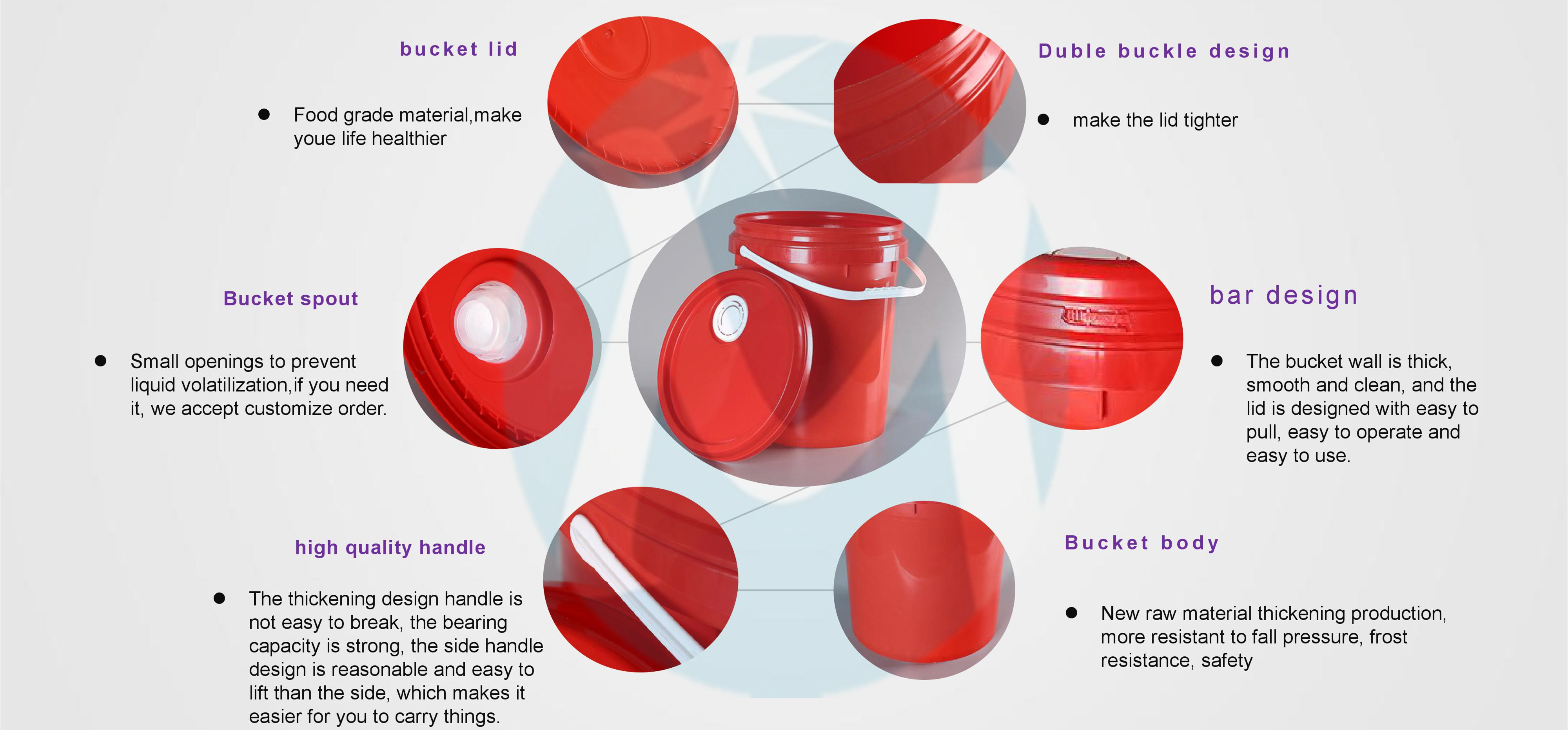 plastic round bucket details