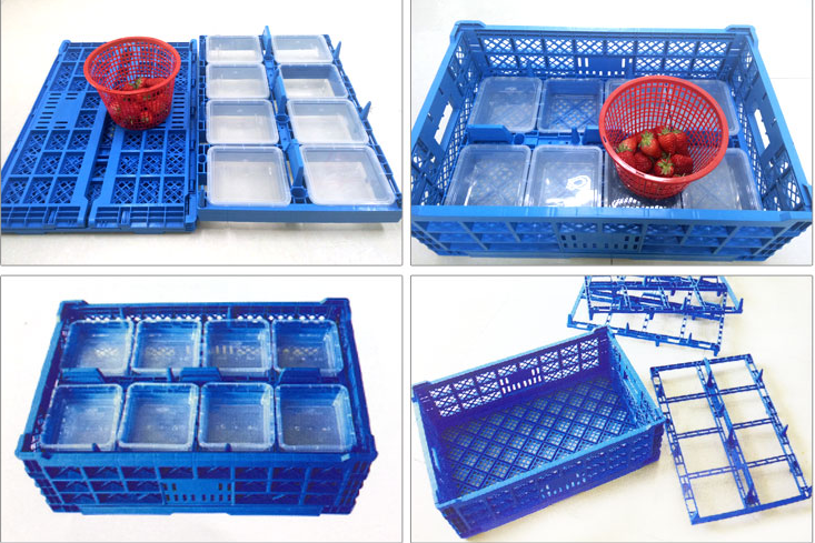 Plastic folding turnover crates