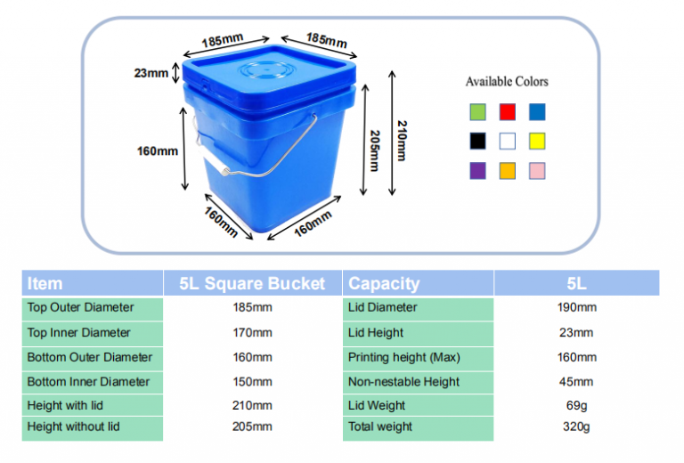 1gallon Square Plastic Buckets Qiming Packaging