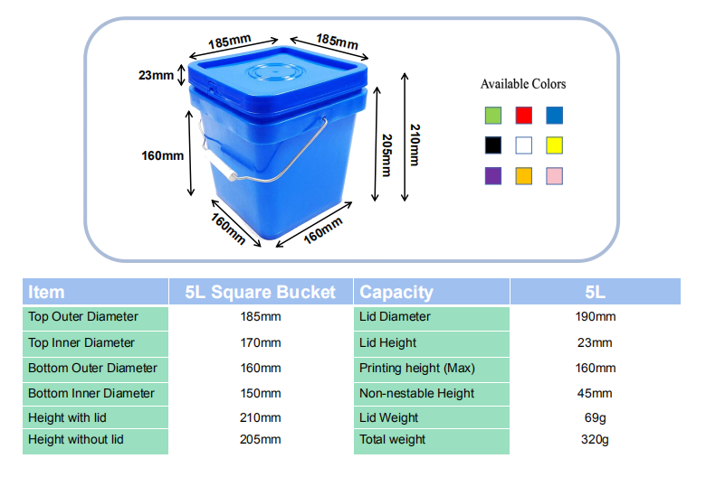 1-gallon Square Plastic Buckets - Qiming Packaging