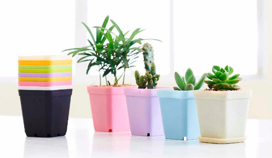 desktop plastic square flower pots