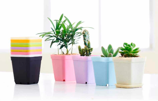 desktop plastic square flower pots