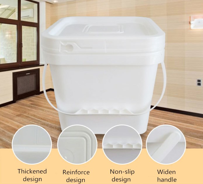 SQUARE PLASTIC BUCKETS WITH LIDS - Qiming Packaging Lids Caps Bungs,Cans  Pails Buckets Baskets Trays