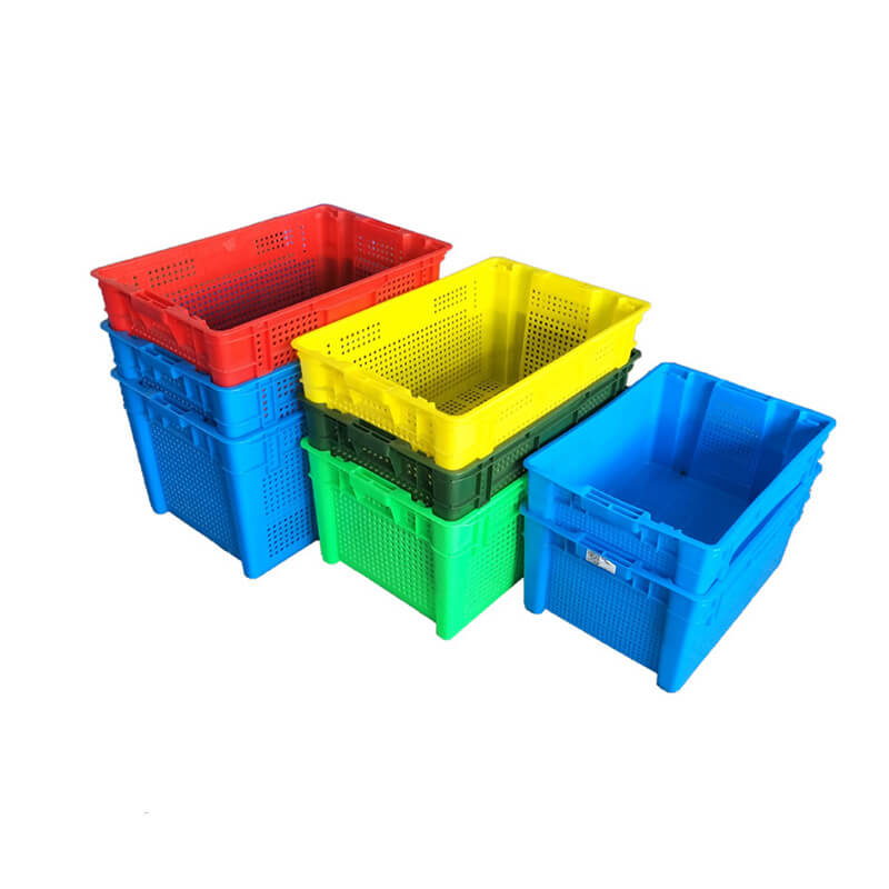 Rectangular plastic turnover baskets for seafood