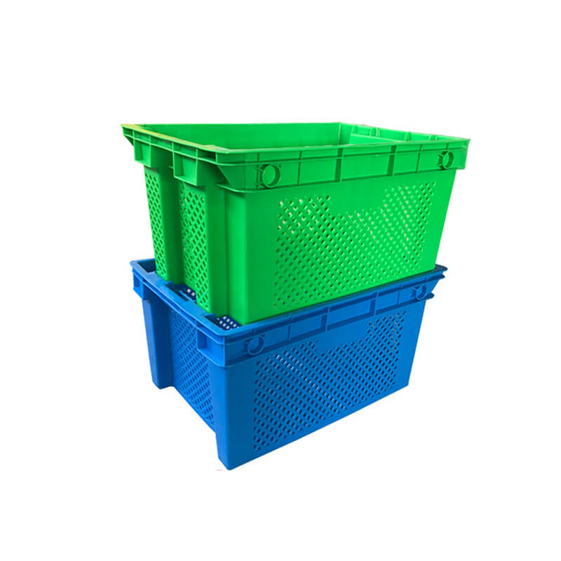 Rectangular plastic turnover baskets for seafood