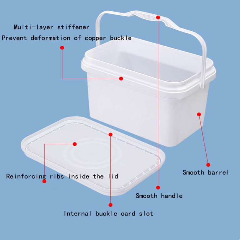 Rectangular plastic buckets pet food packaging