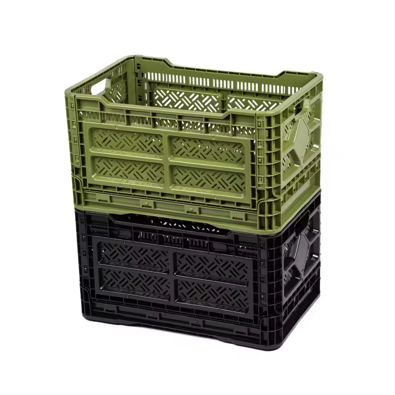 12.7QT Heavy Duty Collapsible Stackable Foldable Plastic Durable Vegetable Fruit Beer Easy-Grip Handles Milk Crate
