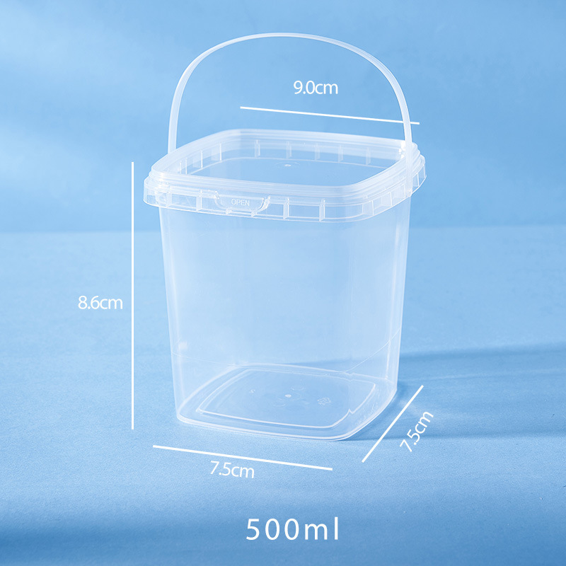plastic square buckets pails Qiming Packaging 500 ml