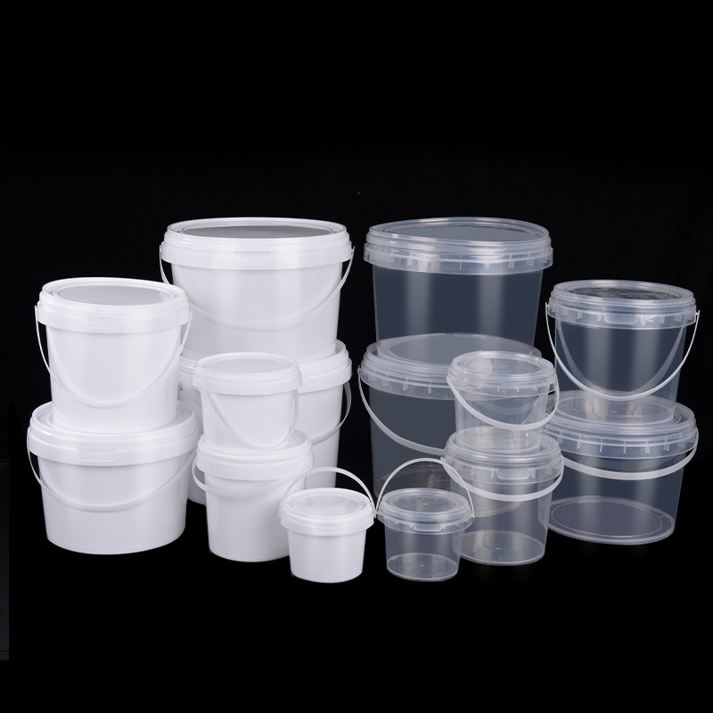 Transparent bucket, white bucket, storage bucket, packaging bucket, takeaway packaging bucket