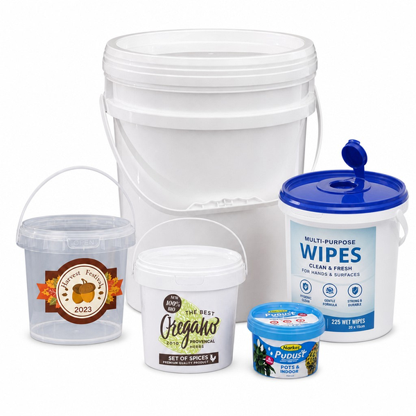 Round Plastic Pails & Wipes Buckets